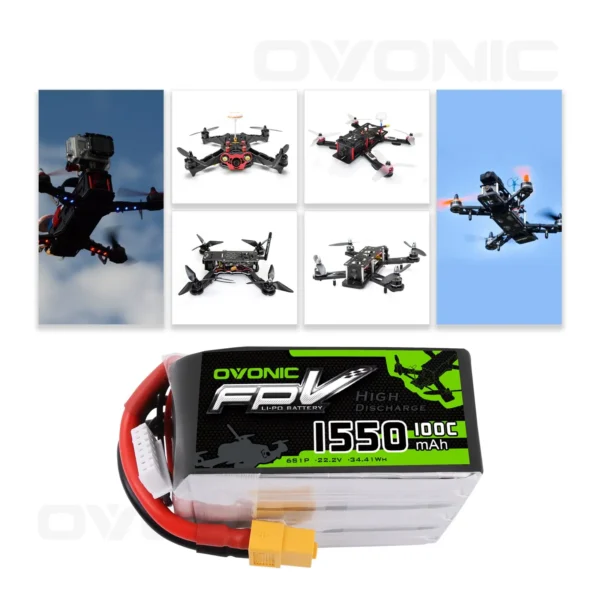 OVONIC 1550mAh 6S 22.2V 100C LiPo Battery – XT60 Connector for FPV Freestyle & Racing Drones, Premium.Details below. - Image 4
