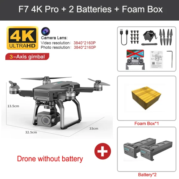 SJRC F7 4K Pro GPS Drone With Wifi FPV HD Camera 3-axis Gimbal Professional Rc Dron EIS Brushless Quadcopter Vs SG906 Max F11 4K - Image 3