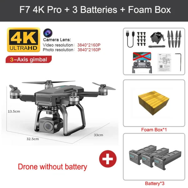 SJRC F7 4K Pro GPS Drone With Wifi FPV HD Camera 3-axis Gimbal Professional Rc Dron EIS Brushless Quadcopter Vs SG906 Max F11 4K