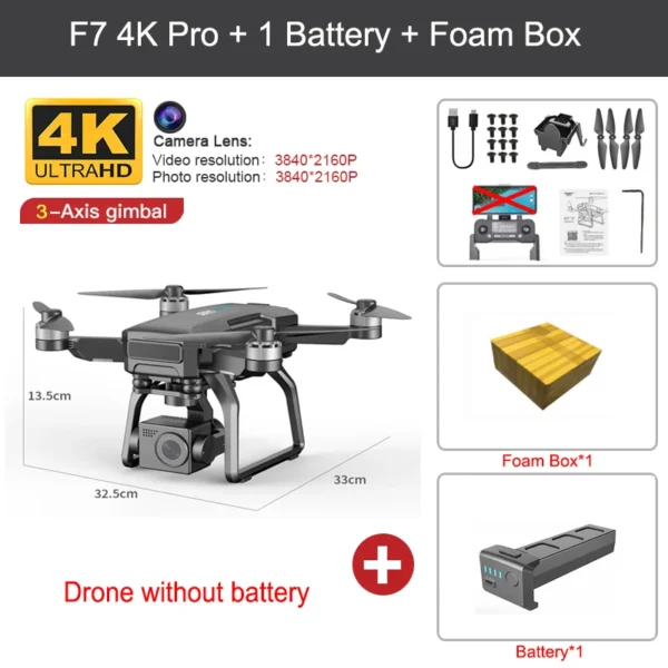 SJRC F7 4K Pro GPS Drone With Wifi FPV HD Camera 3-axis Gimbal Professional Rc Dron EIS Brushless Quadcopter Vs SG906 Max F11 4K - Image 2