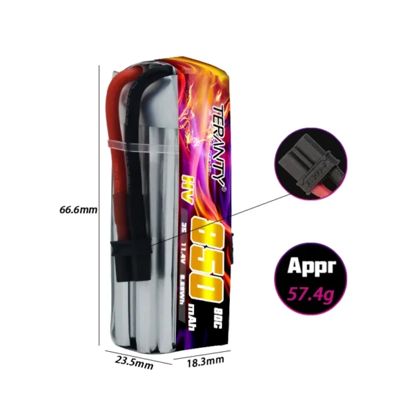 Upgraded TREANTY 850mAh 3S 11.4V 80/160C HV Lipo Battery Indoor Traversing Aircraft Model UAV Tinyhawk FPV Racing Battery - Image 3