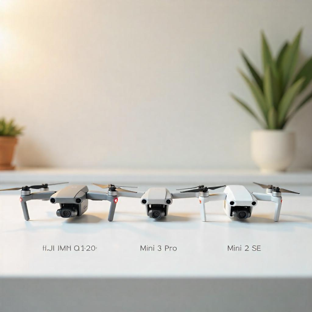 Comparison chart of DJI Mavic 3 Pro, Mini 3 Pro, and Mini 2 SE drones.