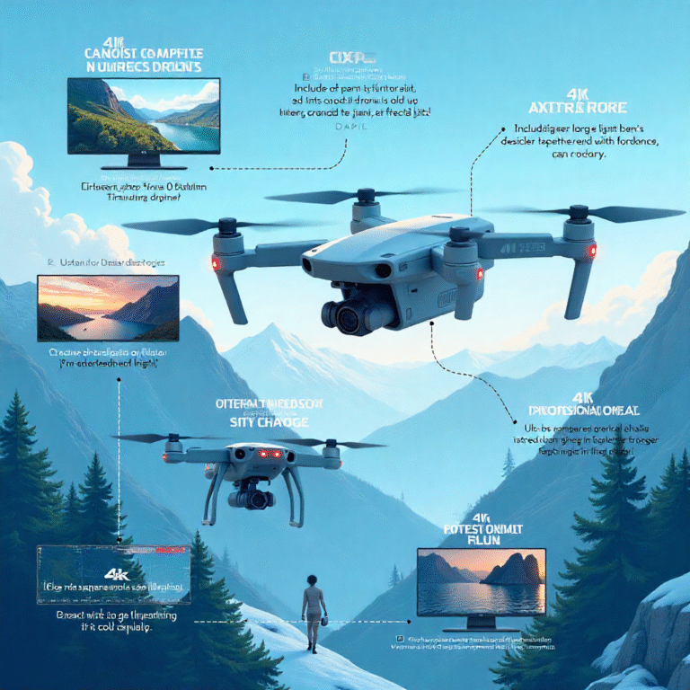 Comparison chart of entry-level, mid-range, and professional 4K drones for buyers