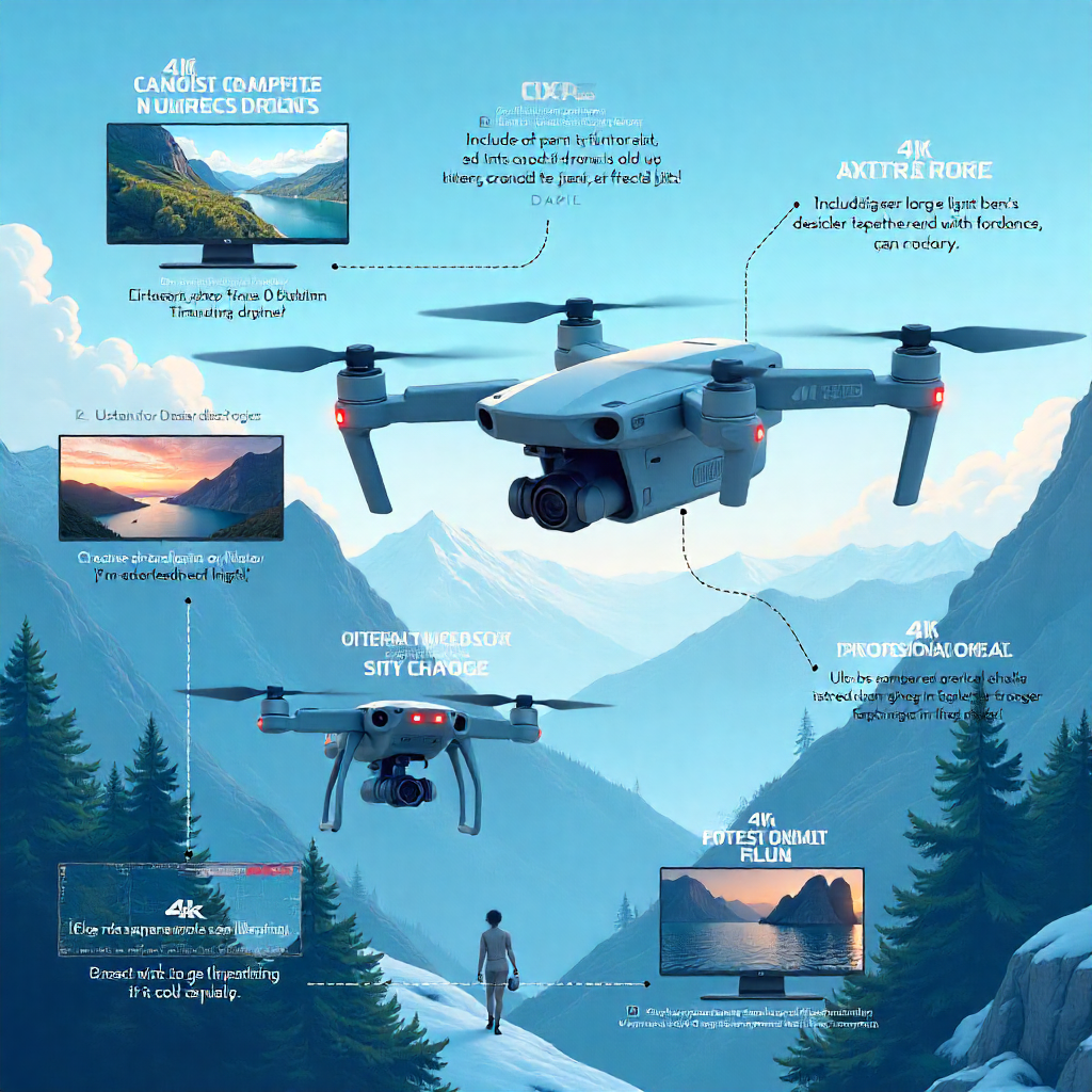Comparison chart of entry-level, mid-range, and professional 4K drones for buyers
